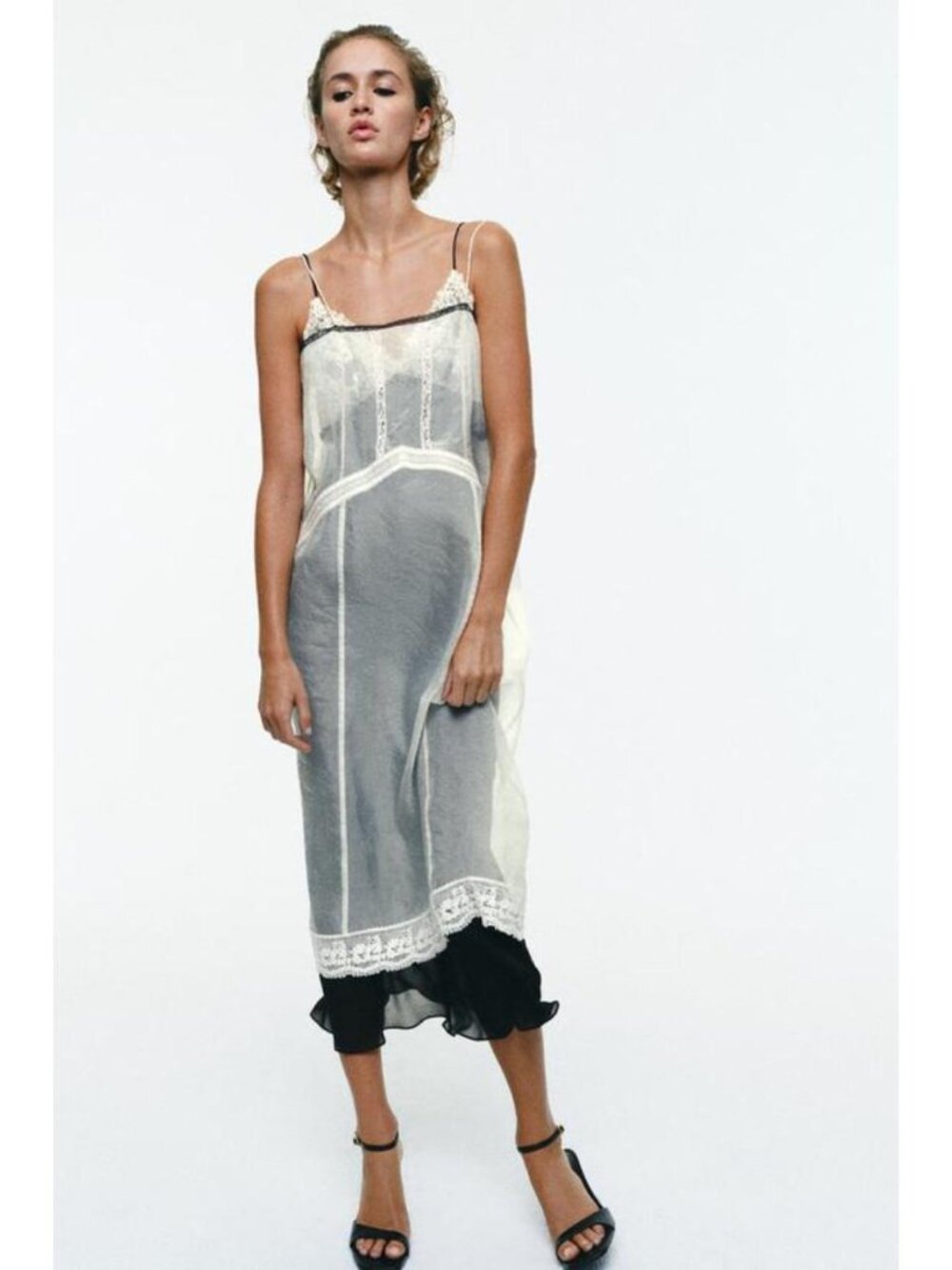 ZARA DOUBLE ORGANZA LACE LONG DRESS 1758/705/084
